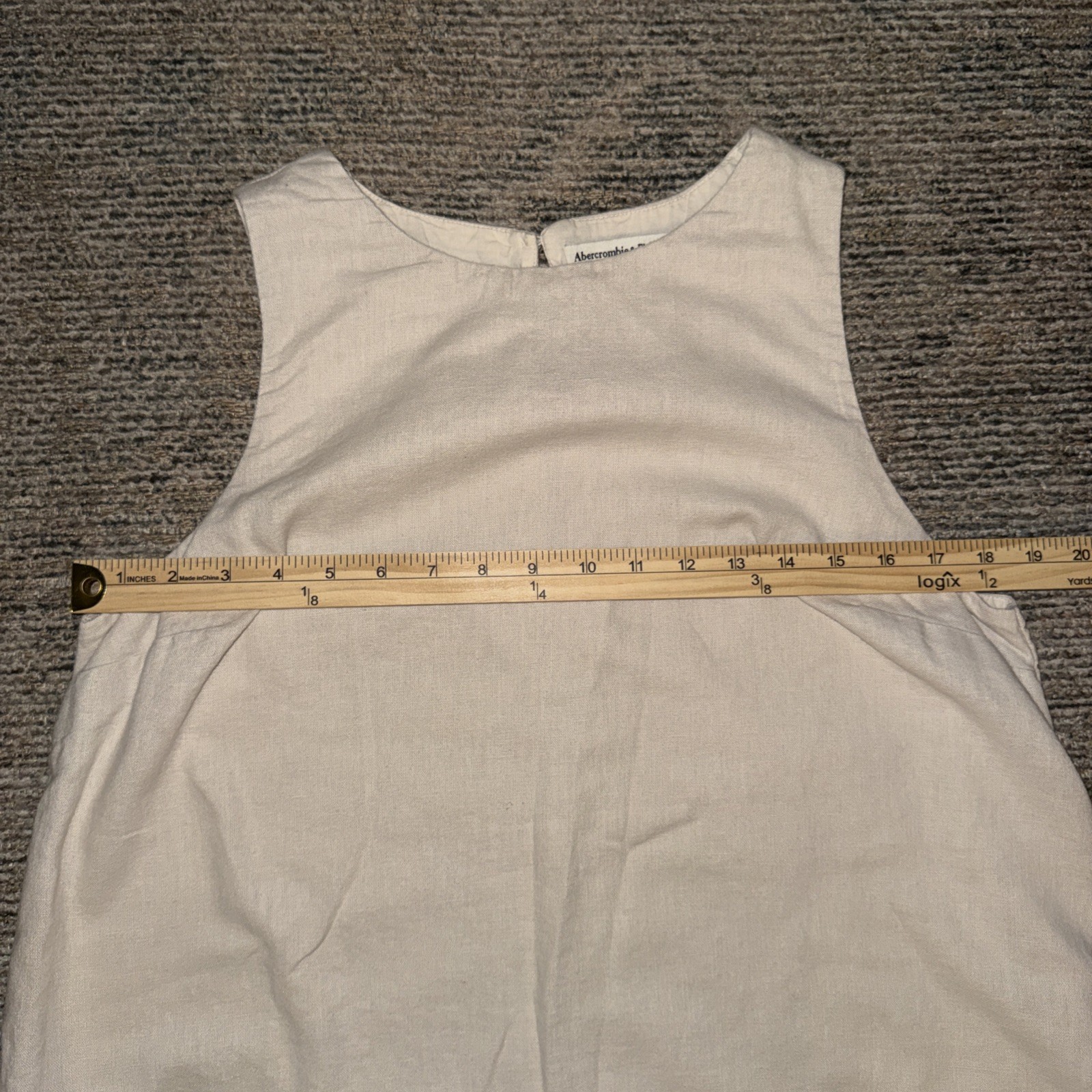 Abercrombie High Neck Linen Shift Dress Beige Summer Capsule Minimalist PL