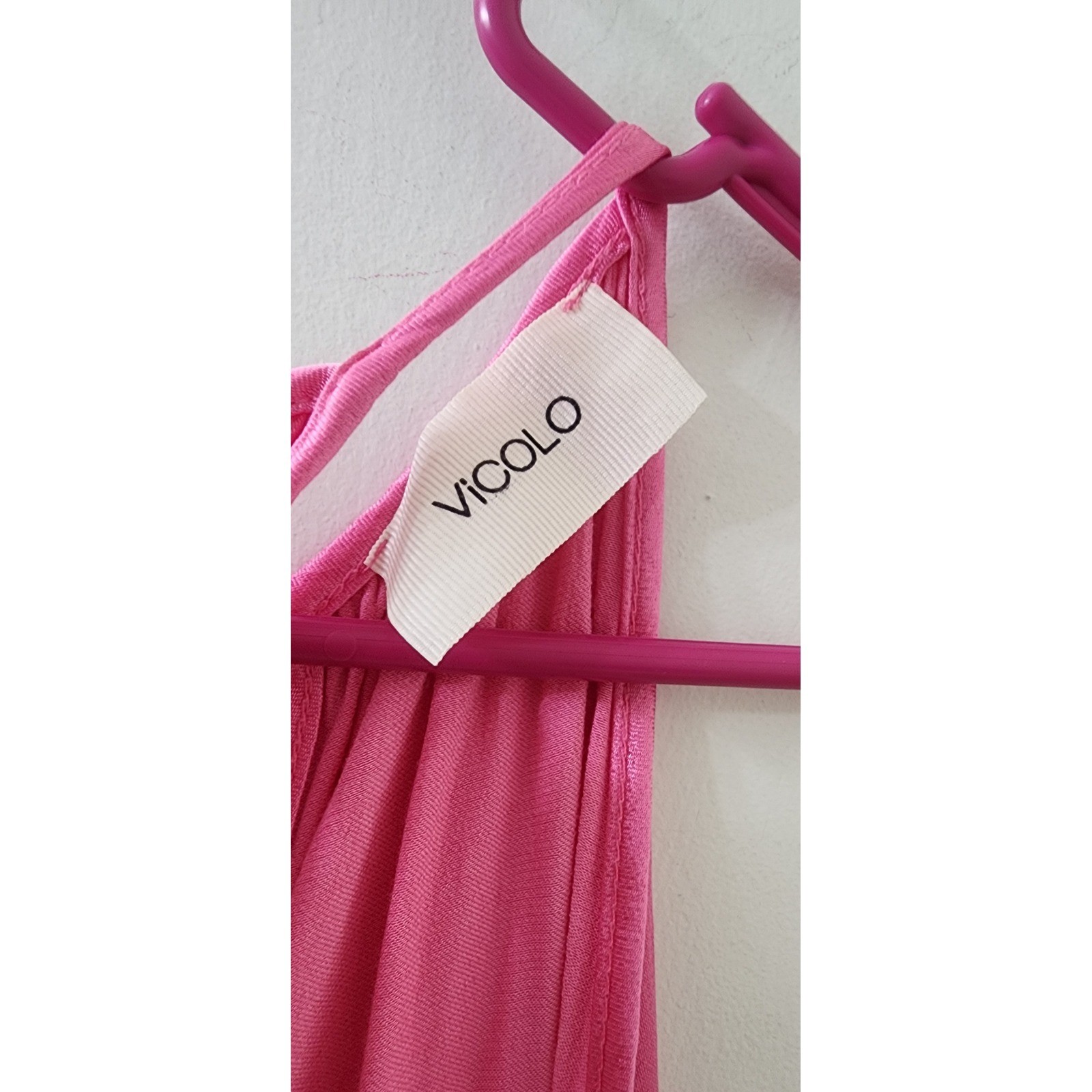Vicolo Pink Viscose Mini Dress Sleeveless Deep V Back Made in Italy One Size