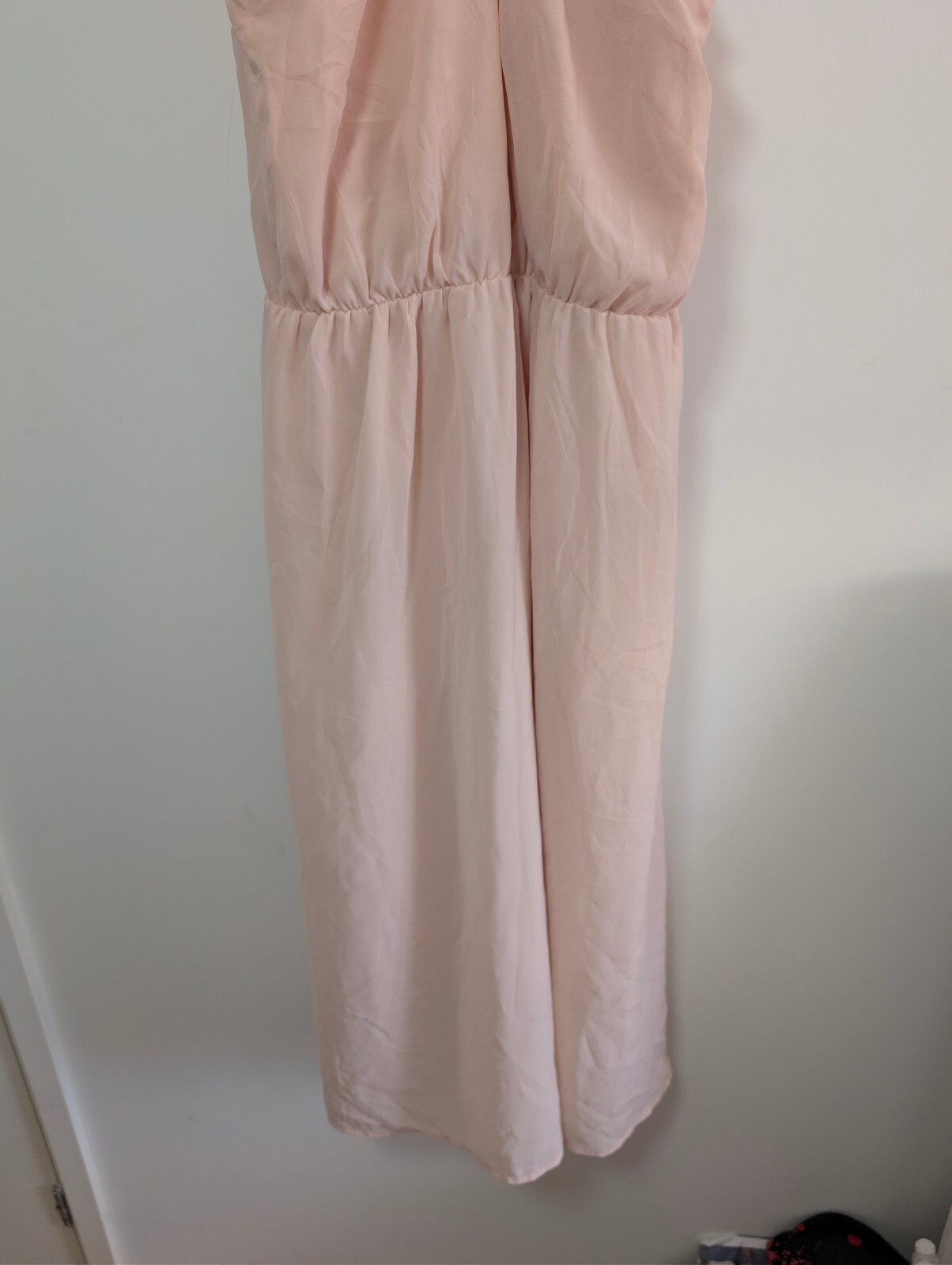 VILA Blush Pink Halterneck Midi Dress EU 40 UK 12 Ruffle Occasion Summer