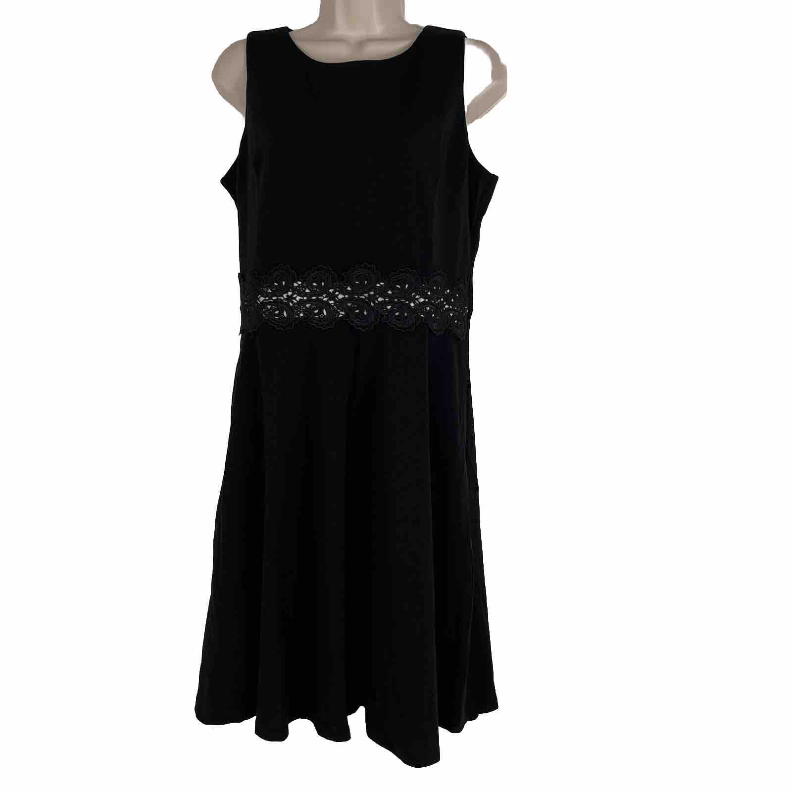 New Owin Dress Women’s Large Sleeveless Sheath Knee Length Black Lace Trim NWT