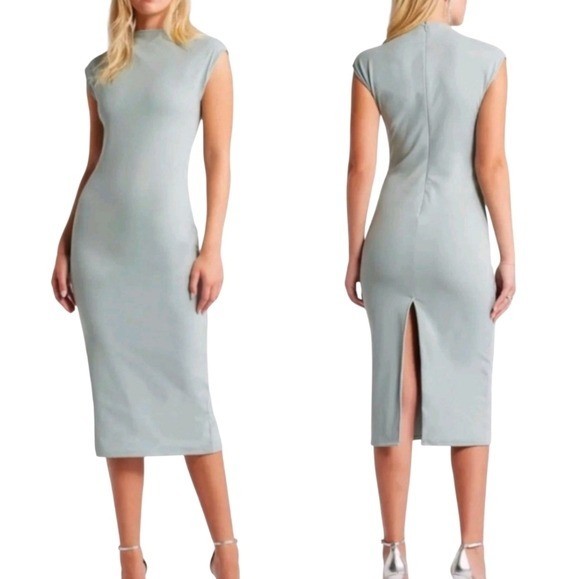Open Edit Women’s Sleeveless Mock Neck Slit Bodycon Dress Size Small
