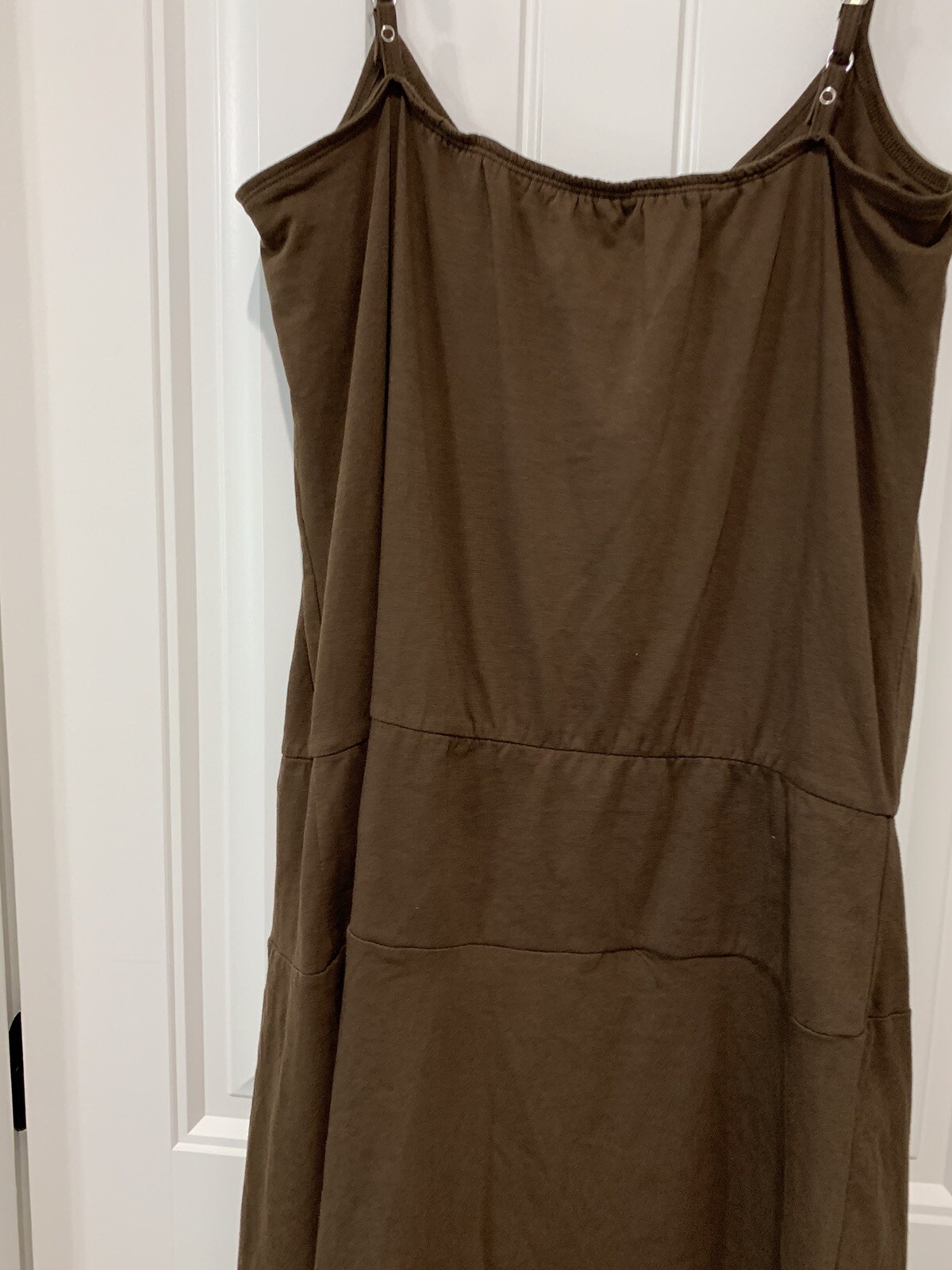 Red Camel Tiered Dress Womens Sz XL Spaghetti Strap Brown Cotton Spandex Comfy