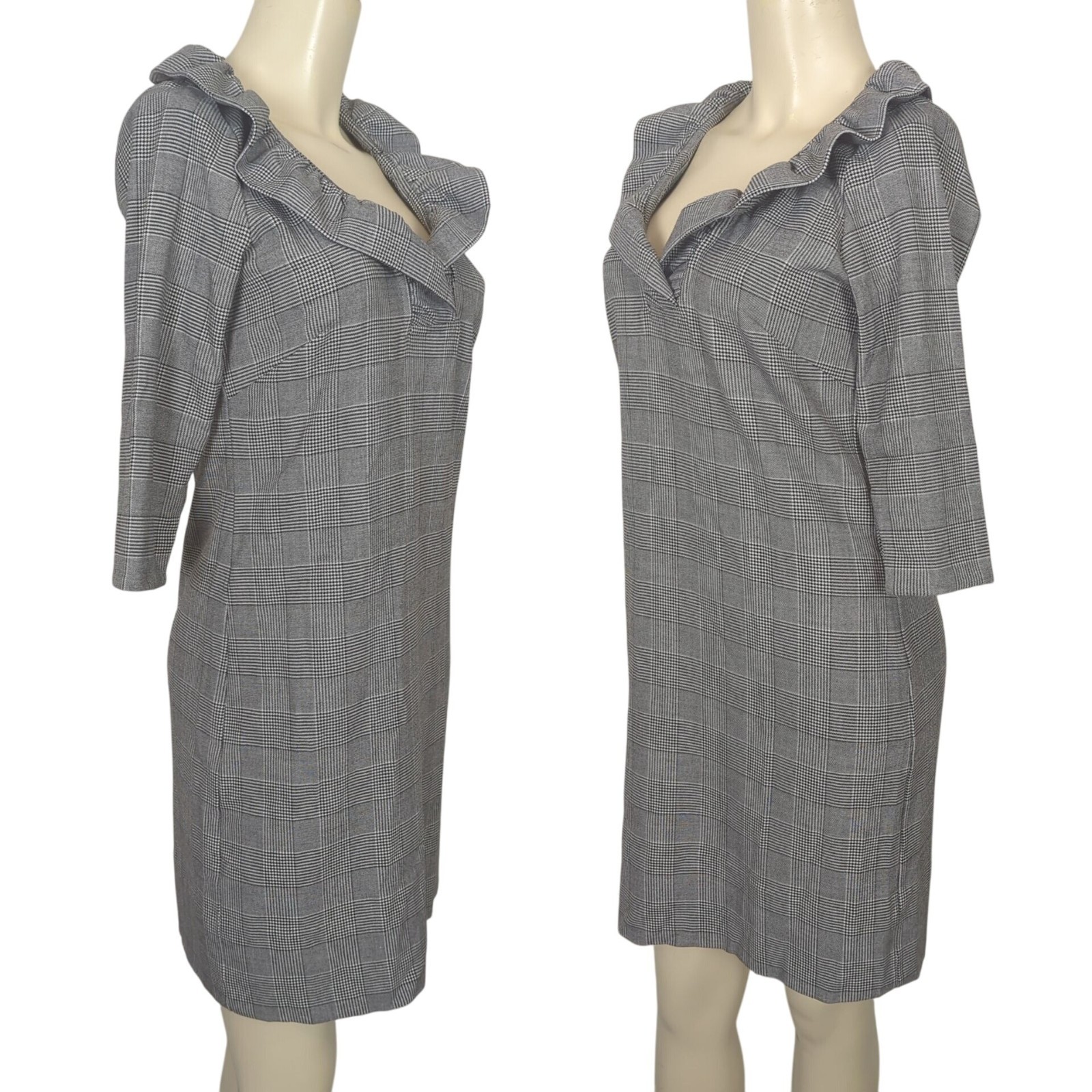 Gretchen Scott Dress black white size 0 / 2 Shrimp Wall Street Ruff Neck