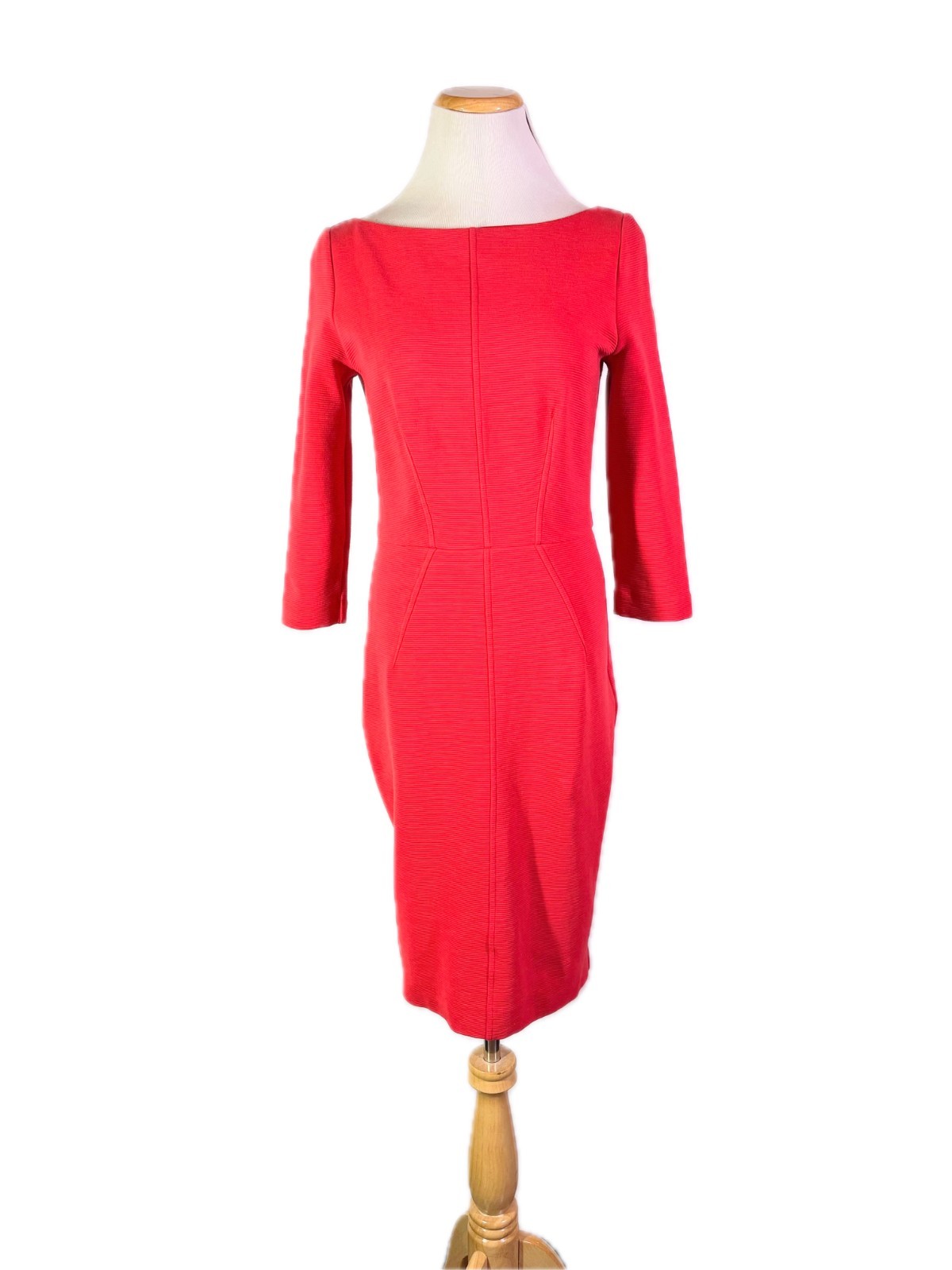 Boden Size US 6R Ribbed Orange Sheath Dress 3/4 Sleeves Aurelia Ottoman