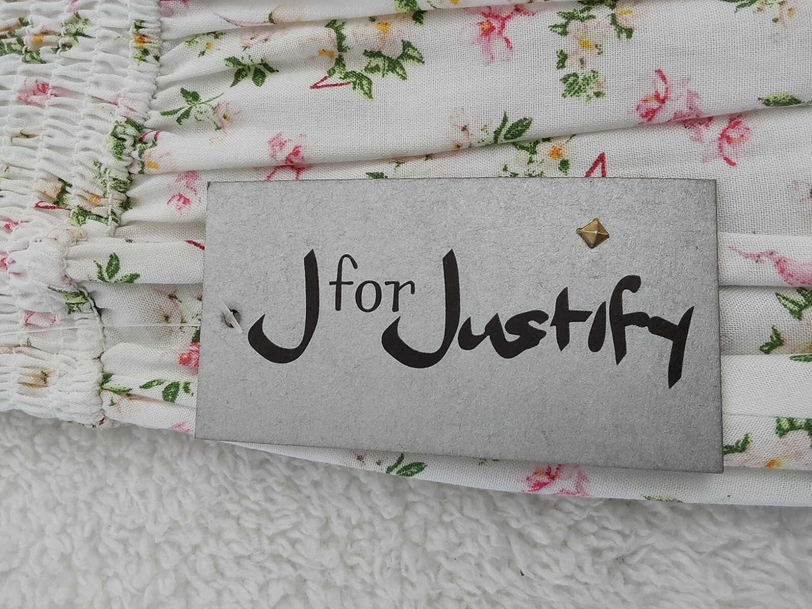 J for Justify Womens Size XL Floral Dress Elastic Spring Summer Comfort Vacation
