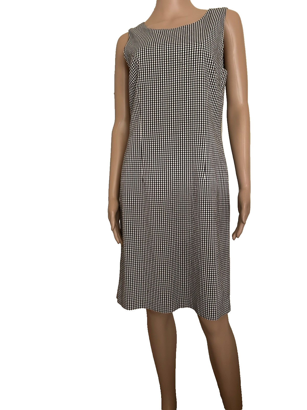 Vintage Bulgaria Tribal Dress Gray Anthracite Plaids Rayon Lined S 10 EUC