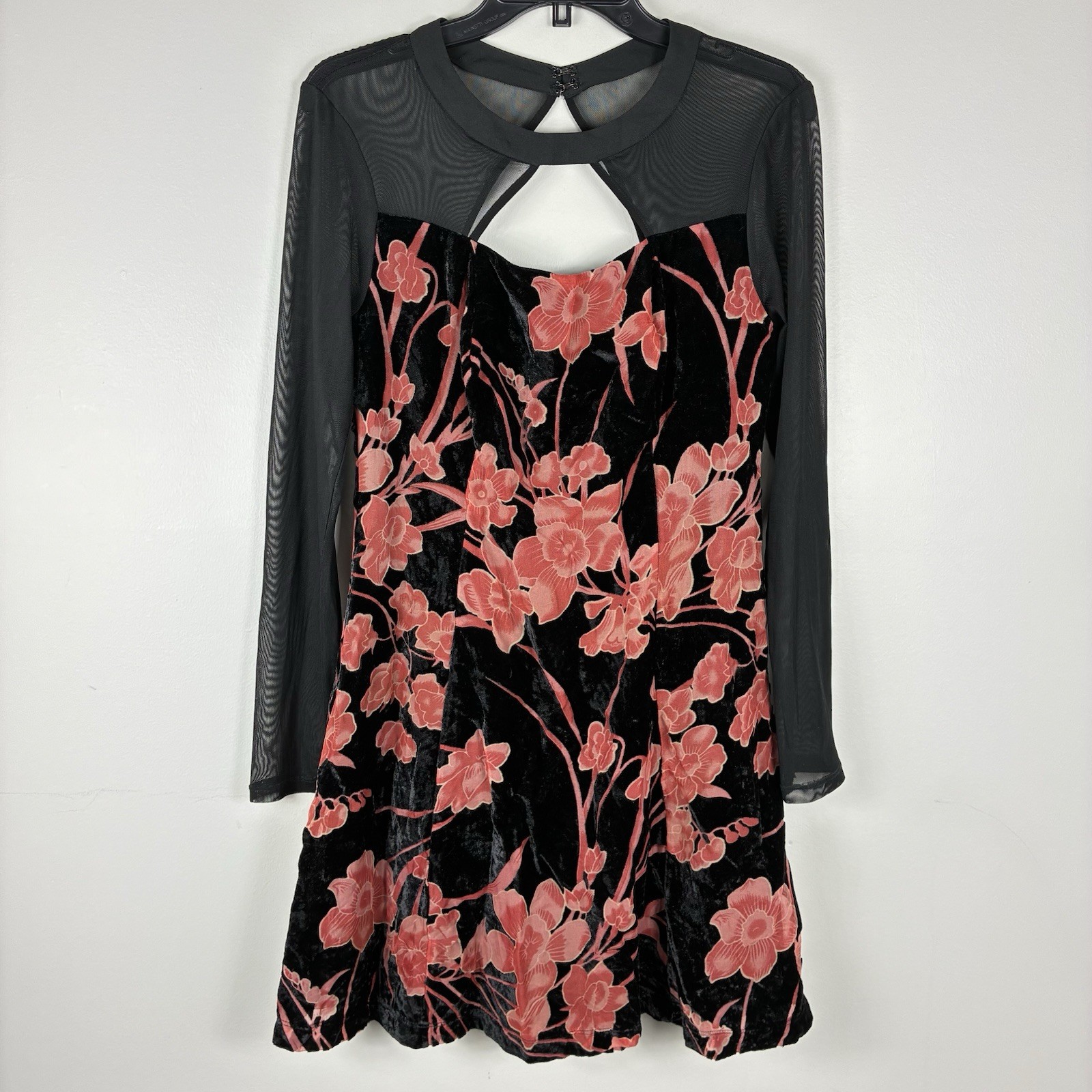 BCBG Velvet Burnout Floral Y2K Dress Sz 8 Whimsigoth Witchy Fairy Grunge