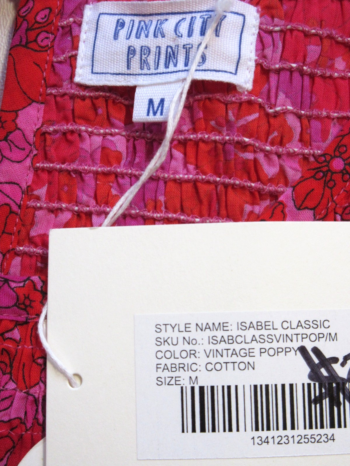 NWT PINK CITY PRINTS Classic Isabel in Vintage Poppy Floral Cotton Midi Dress M