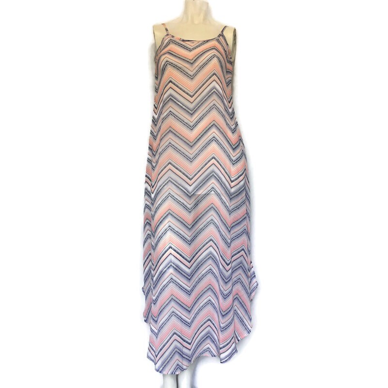 REWIND Sz XS Sheer Lined Chevron print MIDI to MAXI Dress – Pink Lavender Blue