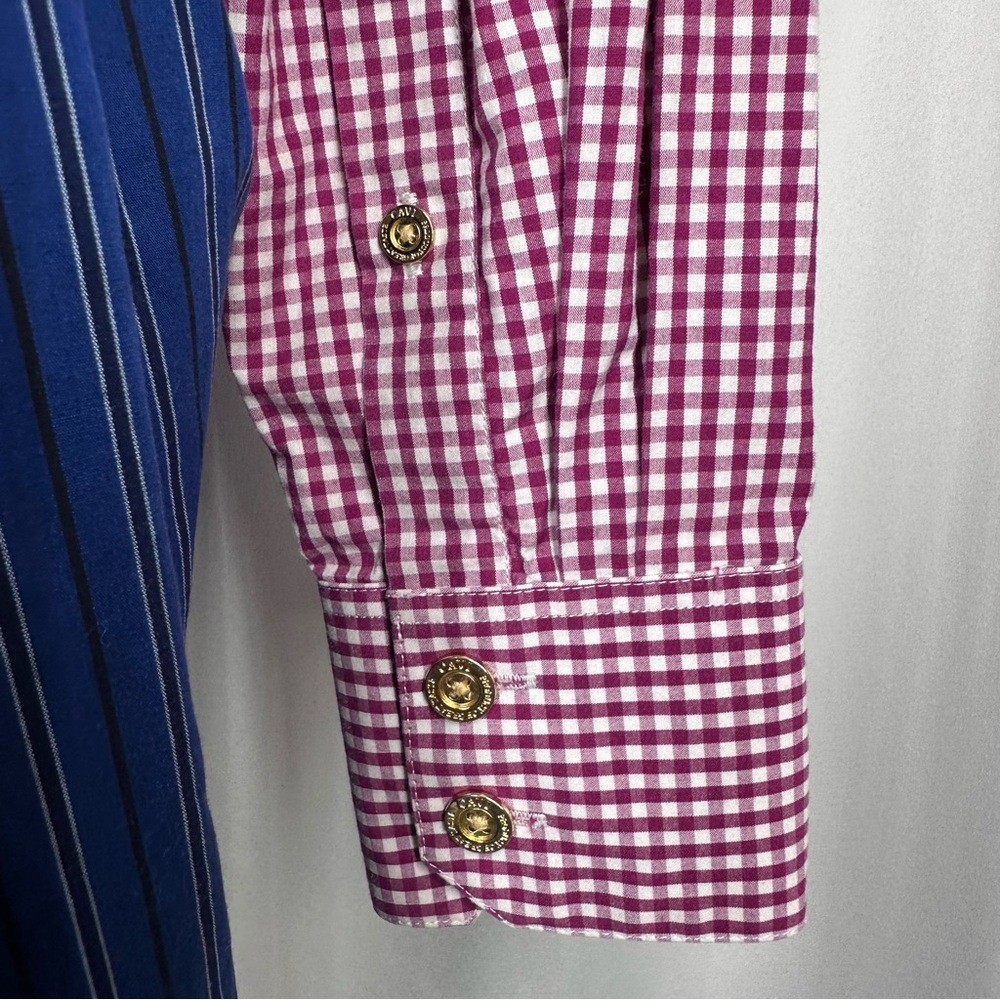 Goddess Rags Artist Made Upcycled Shirtdress Sz M Gingham Patchwork Textile
