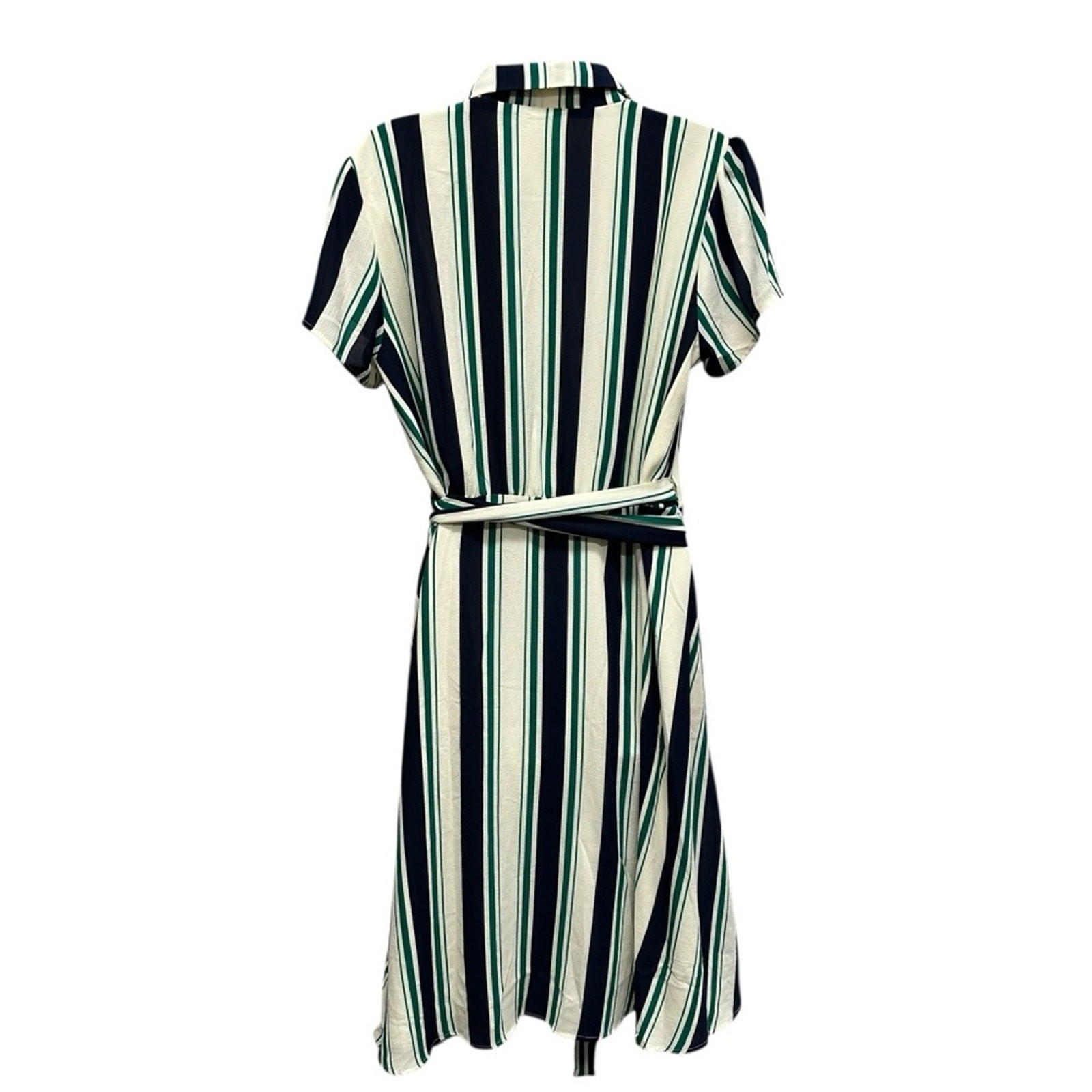 ModCloth Vertical Striped Wrap Dress Green Blue Womens 2x mod pin up