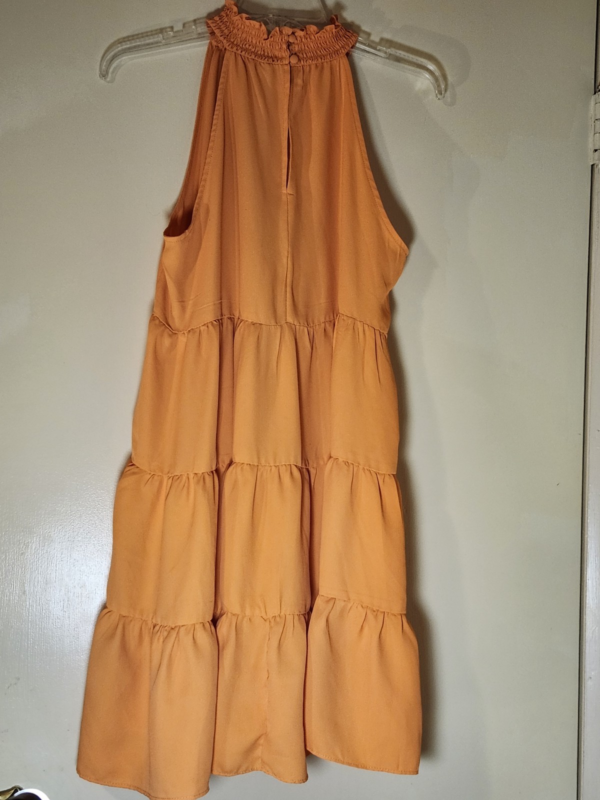 Sam and Jess Boho Orange Solid Halter Neck Sleeveless Tiered Mini Dress Size
