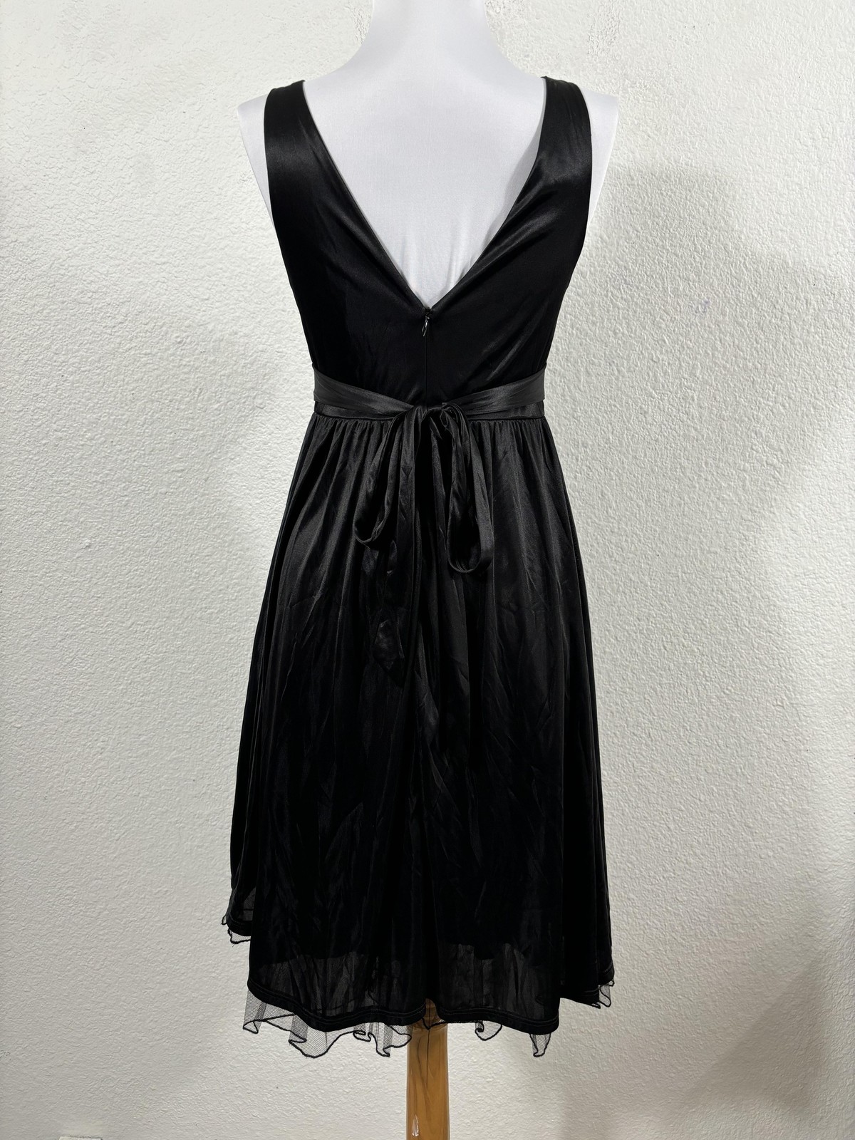 Ruby Rox Dress Womens Medium Black Beaded Empire Waist Rockabilly Party Made USA