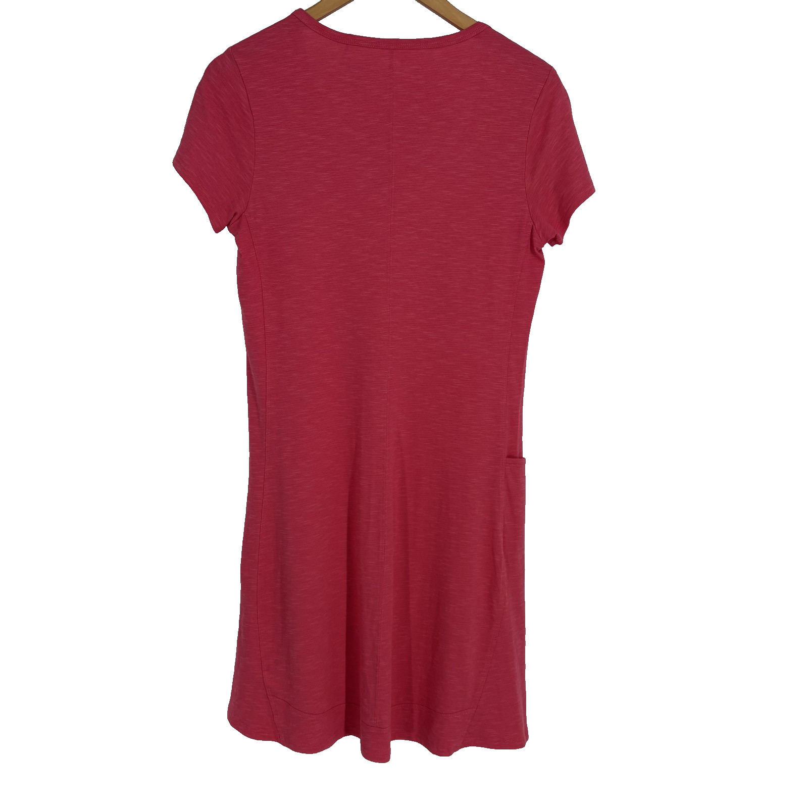 Toad&Co Dress Womens Small Pink Short Sleeve V Neck Organic Cotton Tencel Pocket
