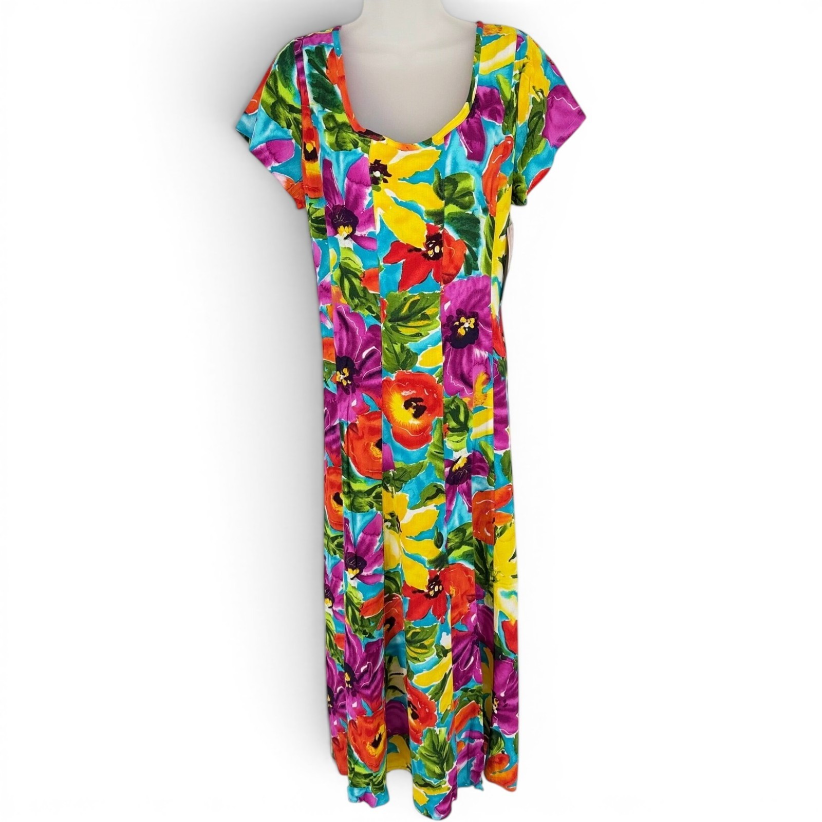 Vintage Jams World Trista Maxi Dress XL NWT Deadstock Made USA Floral Art 90s