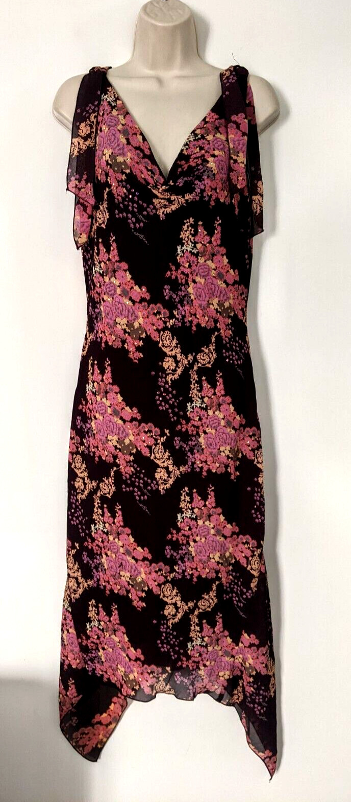 Speechless Women’s Floral Bejeweled Midi Dress 100% Polyester Shoulder Tie Strap
