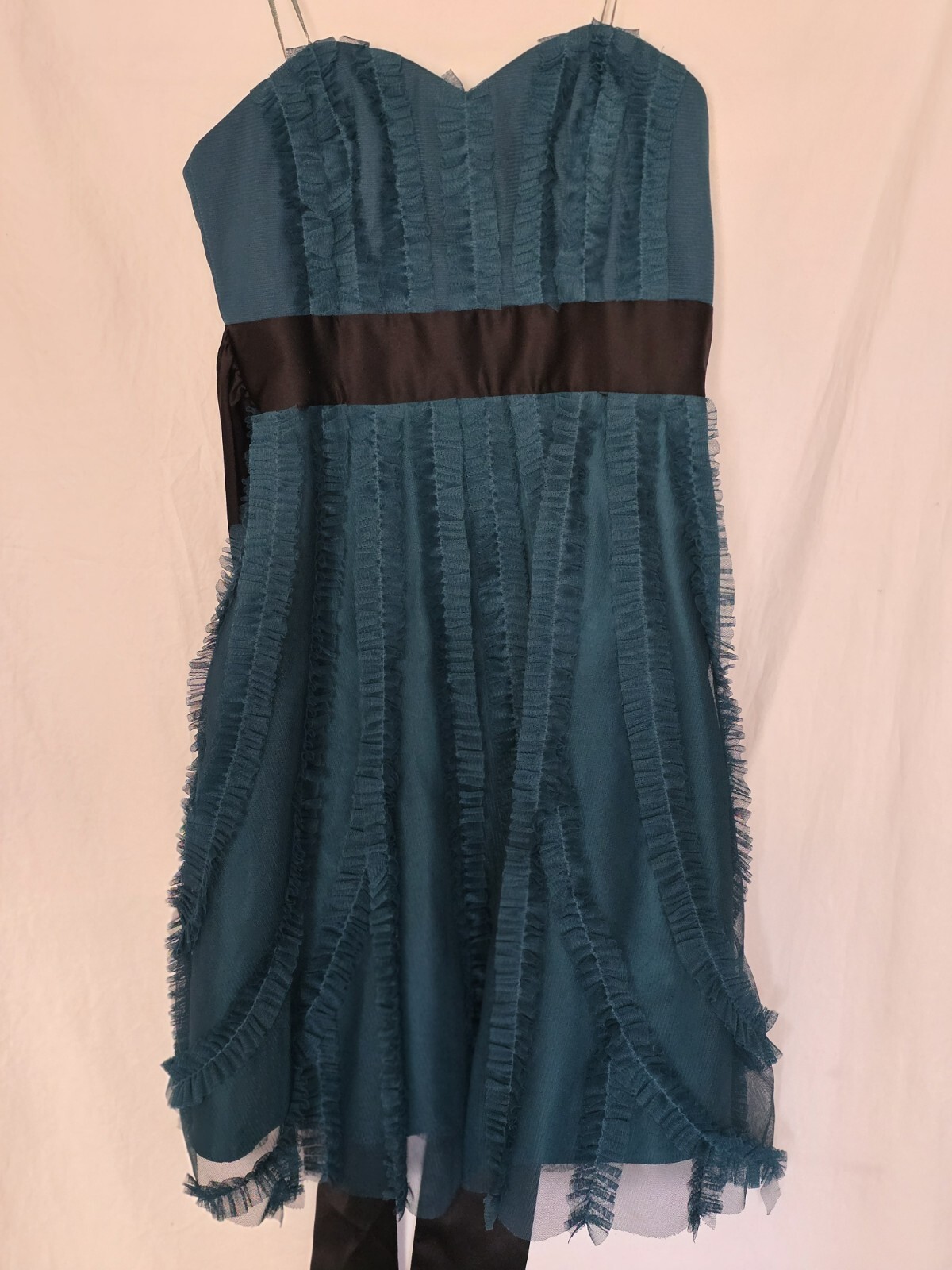 Max & Cleo Dark Jade Sophia Strapless Sweetheart Dress Size 2 Ruffle Tulle