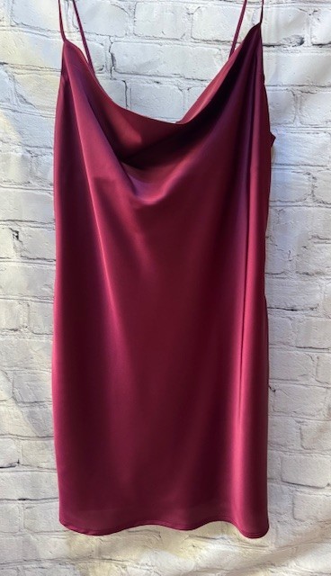 Kendall & Kylie Burgundy Slip Dress MED Drape Neck Party Minimalist Chic Elegant