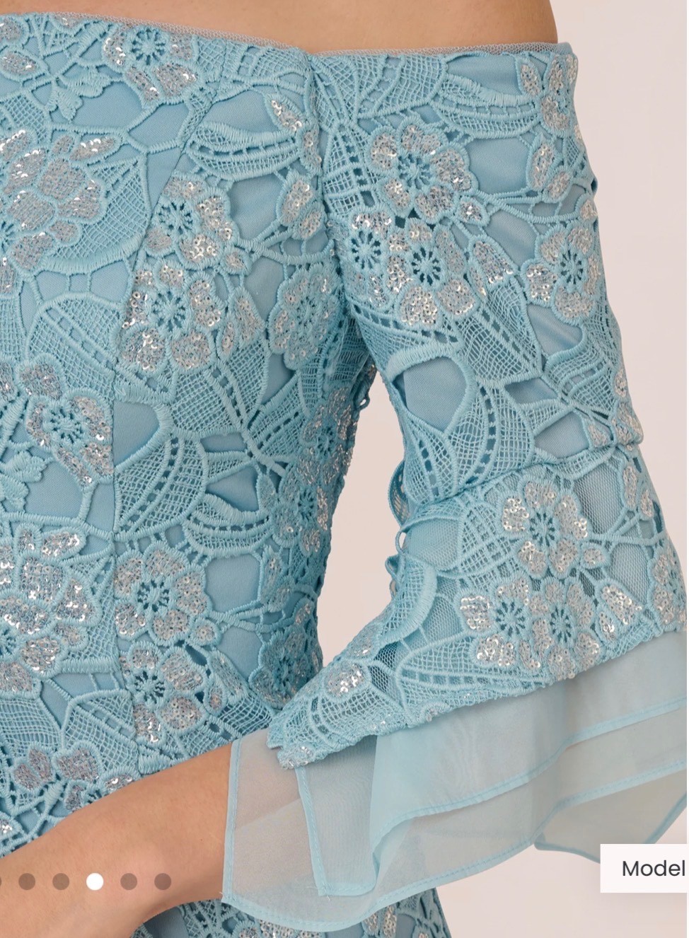 NWT Adrianna Papell Off-Shoulder Lace Column Dress in Light Blue / Sz 12