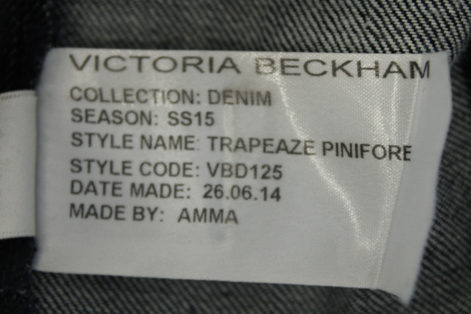 Victoria Beckham Trapeaze Blue Solid Cotton Square Neck Pinifore Dress Size 4