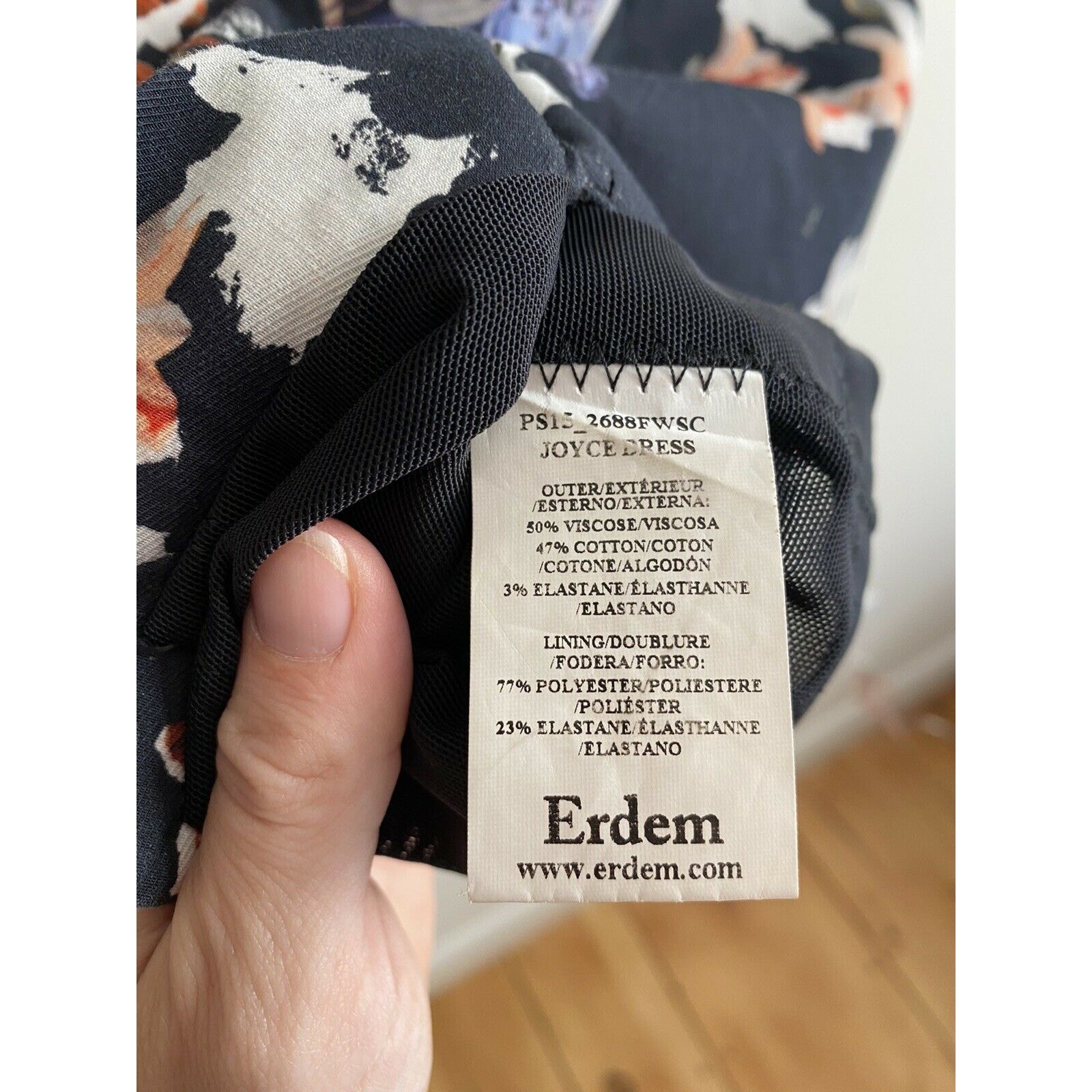 Erdem Joyce Floral Print Crepe Sheath Dress Navy Bateau Neck Designer Size 4