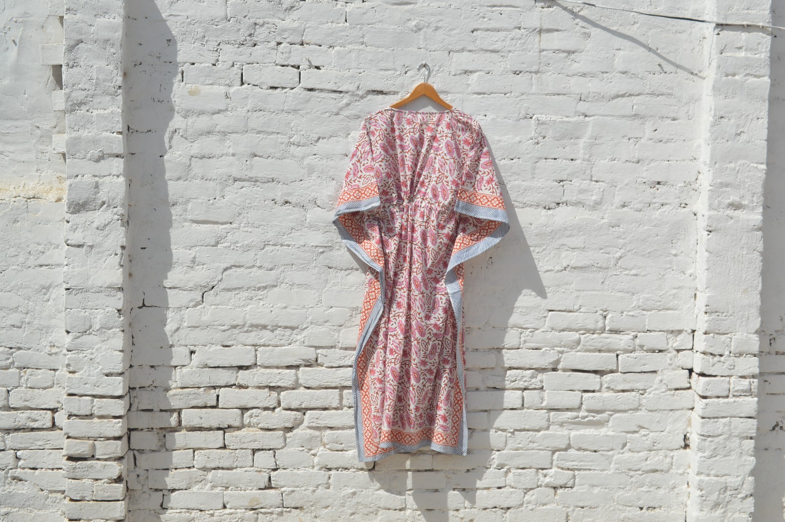 100%Cotton Indian Block Print Long Kaftan Dress TARRIF FREE✅0% CHARGE KF-82 *