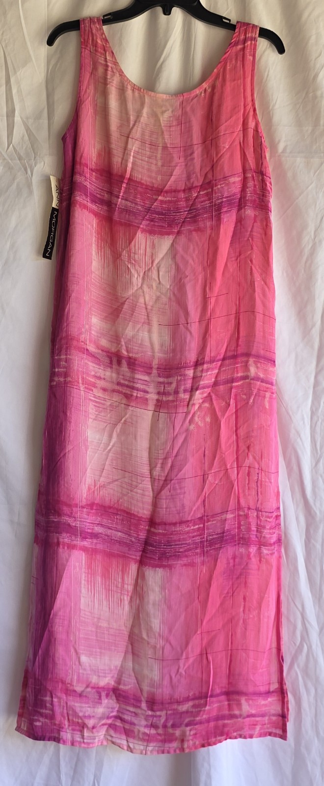 Ann Morgan NWT Women’s Pink Tie-dye Scoop Neckline/Side Slits Maxi Dress – Sz S
