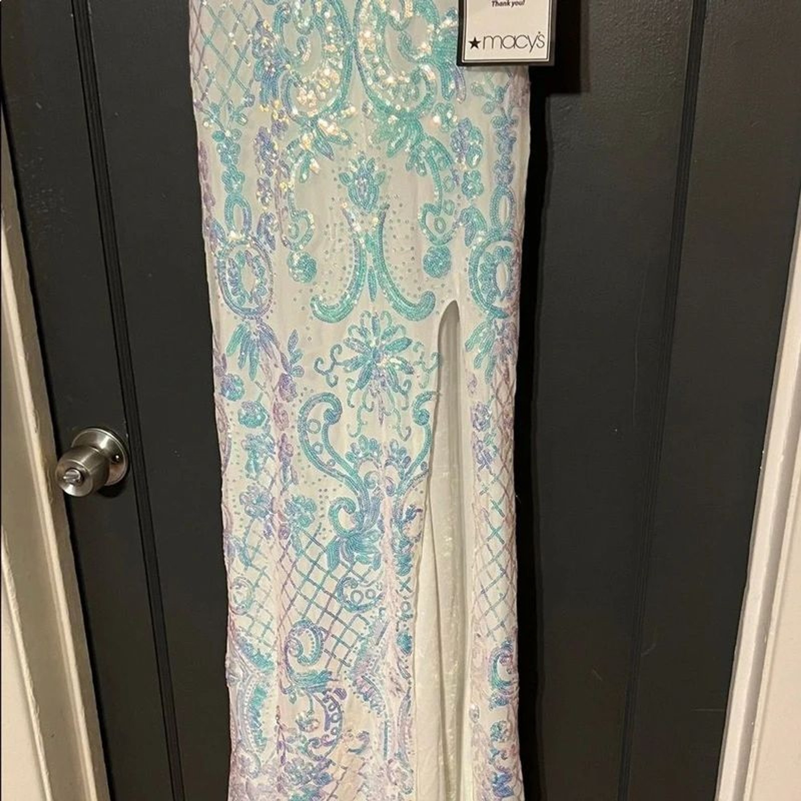 Blondie Nites Holographic Sequined Maxi Dress NWT Macy’s