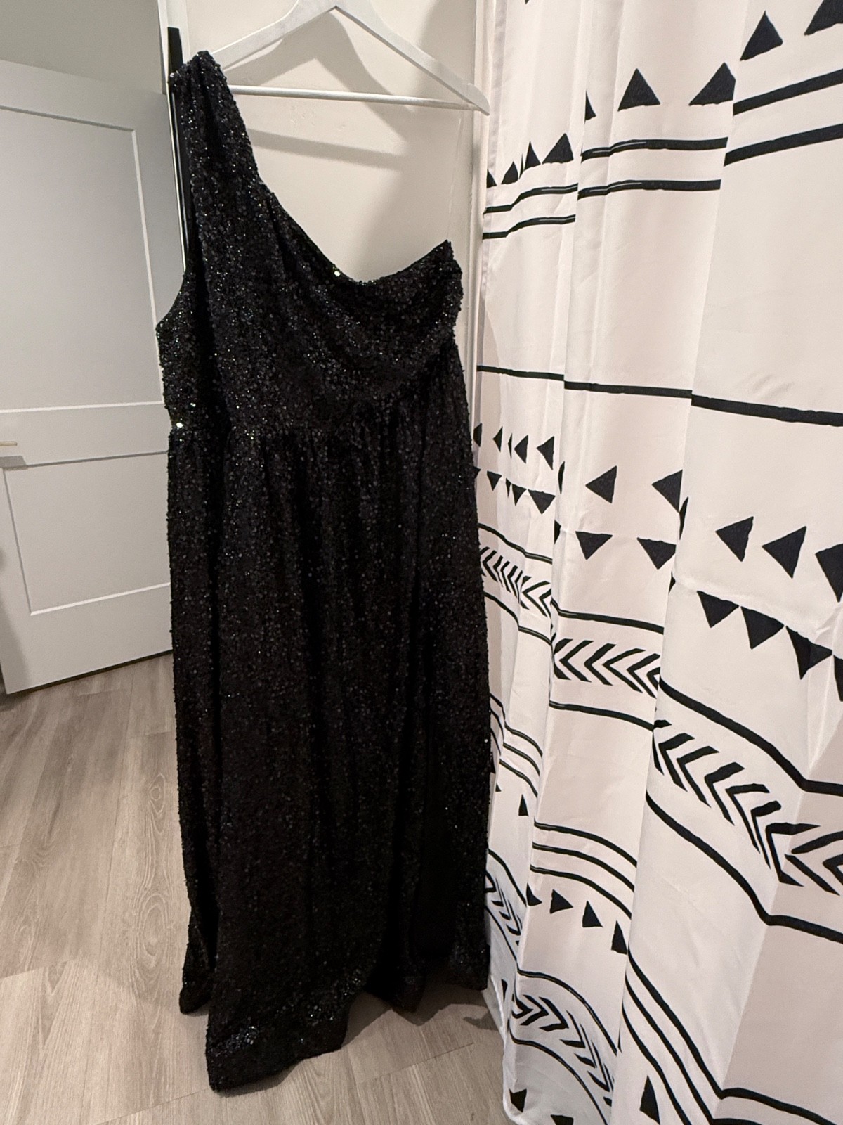 Faeriesty 5XL Black Sequin One-Shoulder Formal Holiday Dress Gown BEAUTIFUL