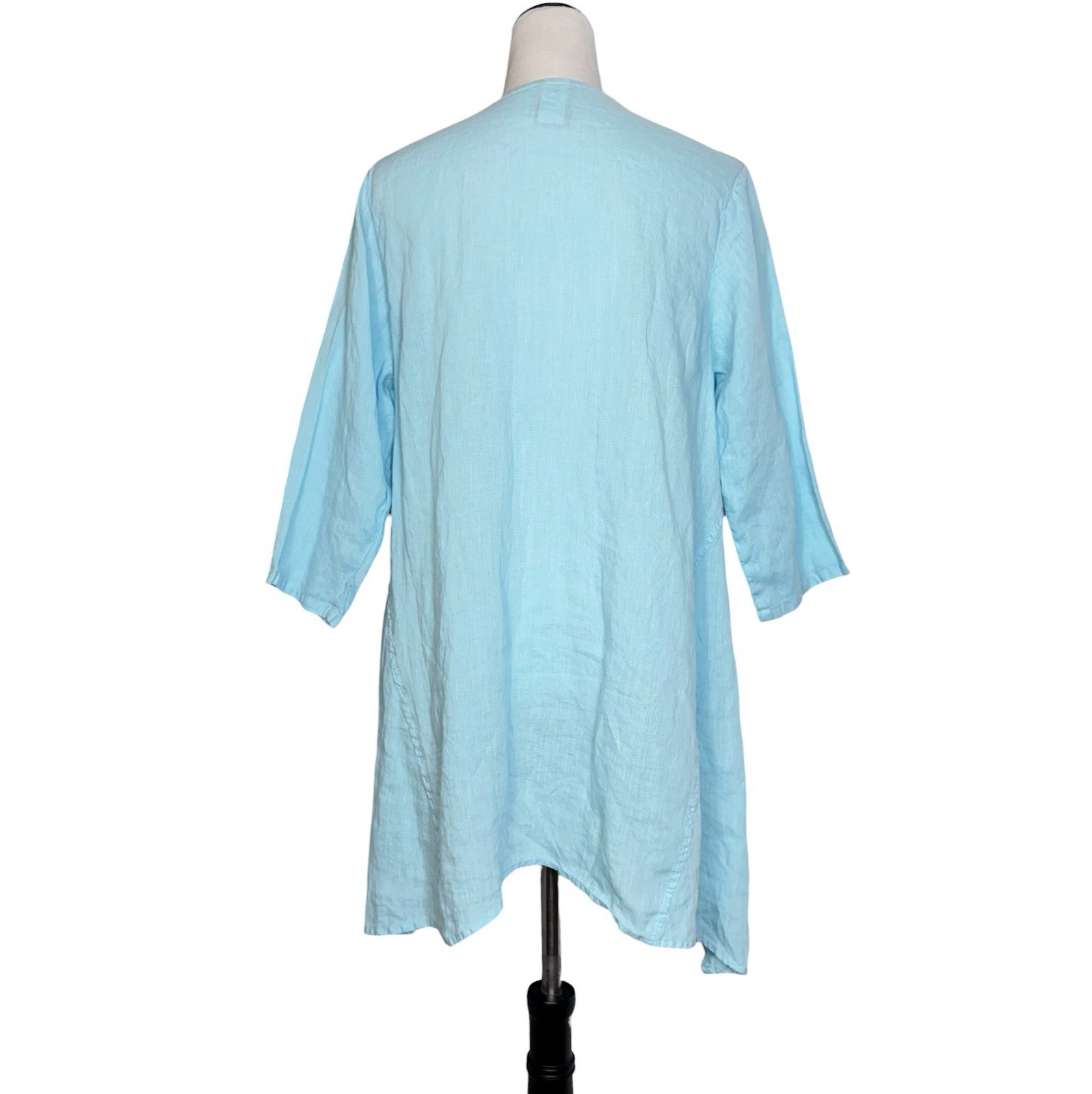 Match Point Linen Tunic Dress Small Turquoise Oversized Asymmetric Lagenlook USA