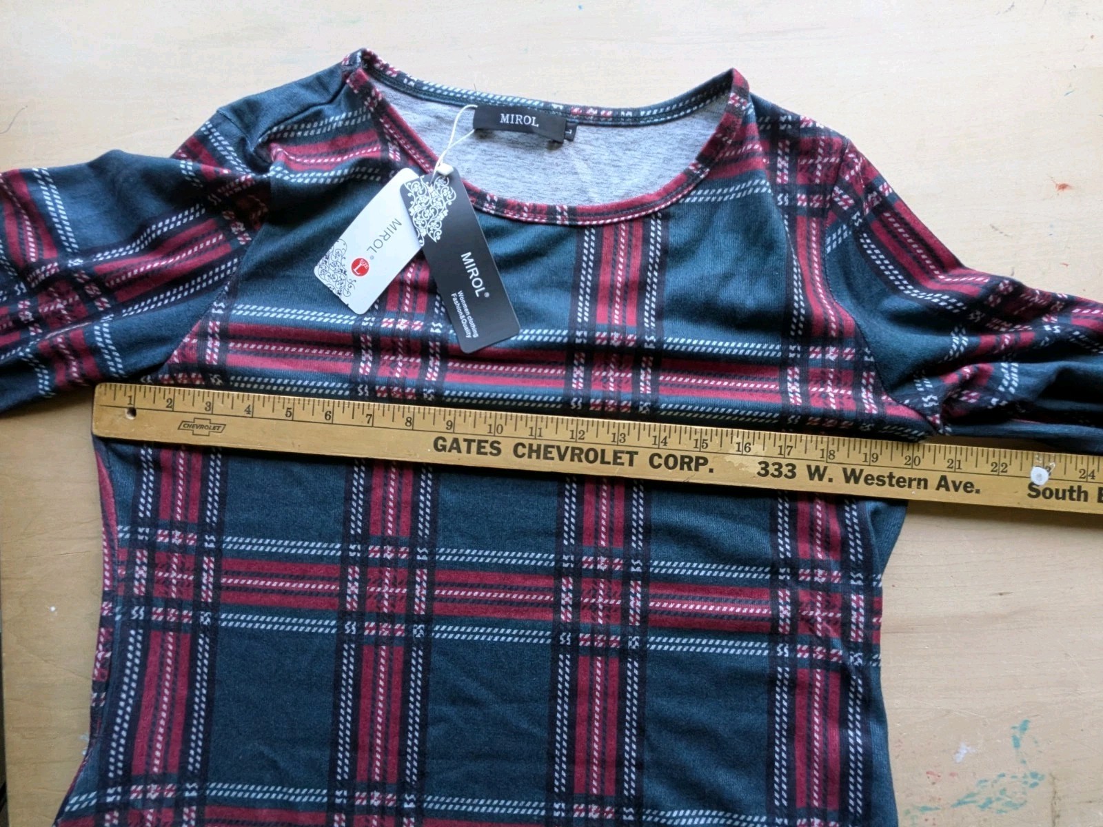 NWT Size L MIROL Holiday Christmas Pockets GREEN RED WHITE PLAID Mid Swing DRESS