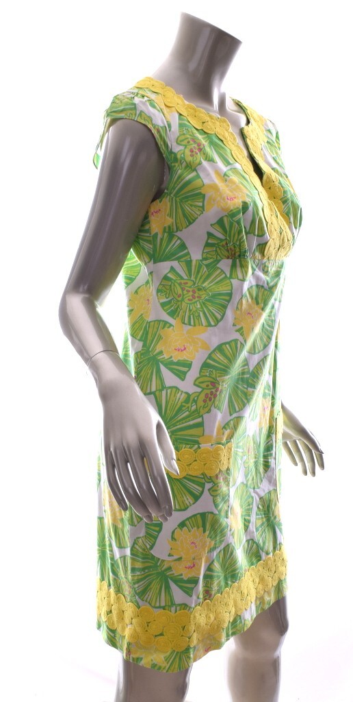 Lilly Pulitzer Tori Dress Lilly Pad Prep Green Yellow Hip Hop Hooray Size 4 New