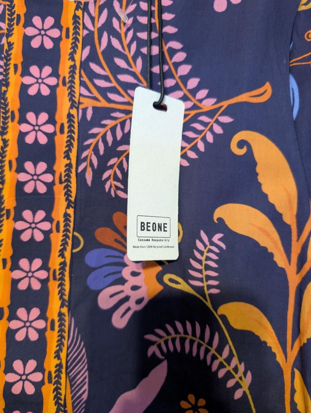 Celina Moon Boho Floral Tunic Dress NWT Womens Medium Retro 70s Purple Orange