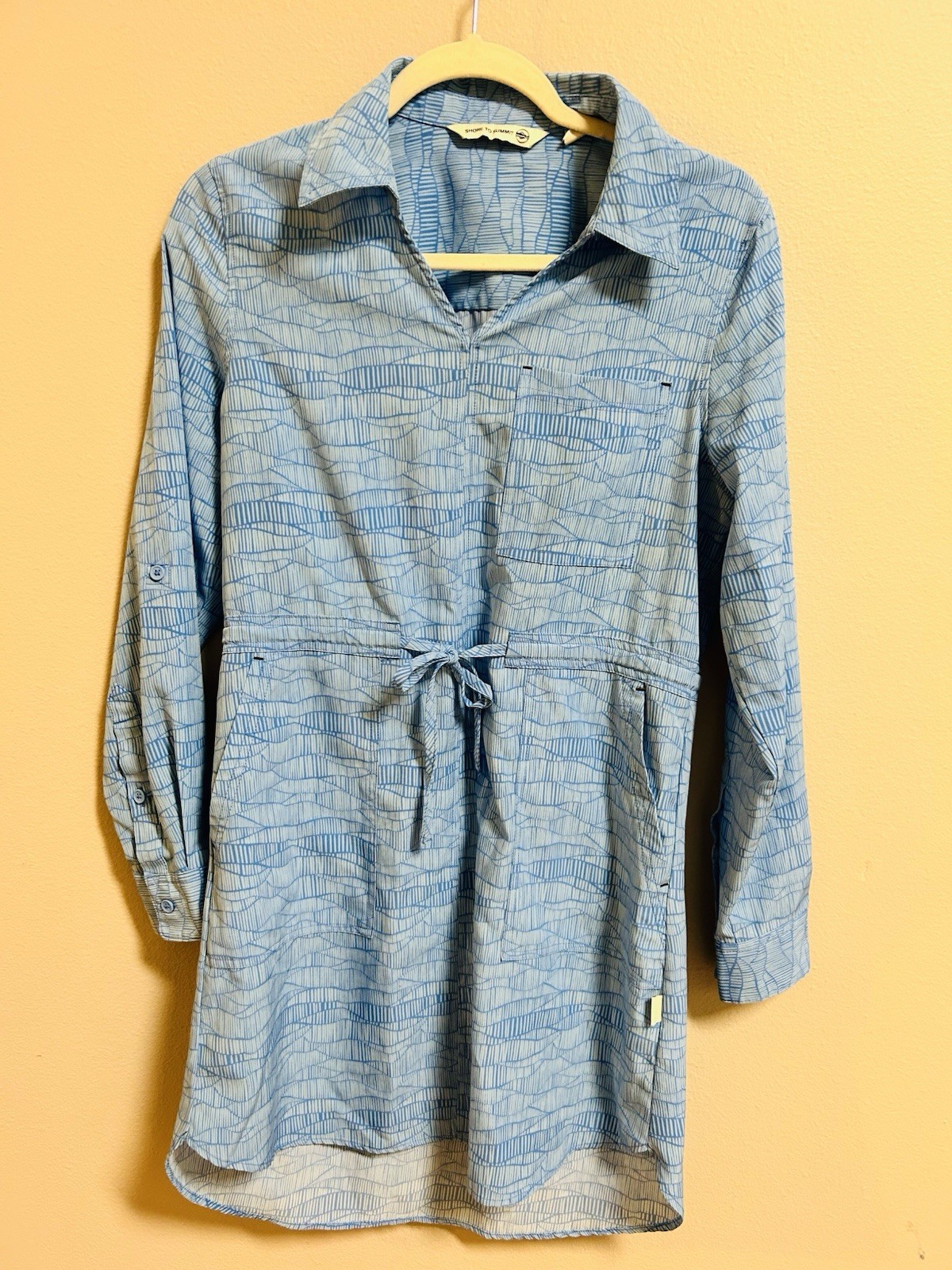 Shore To Summit Small Blue Geometric Print Tunic Dress Travel Hiking Shirt Dress