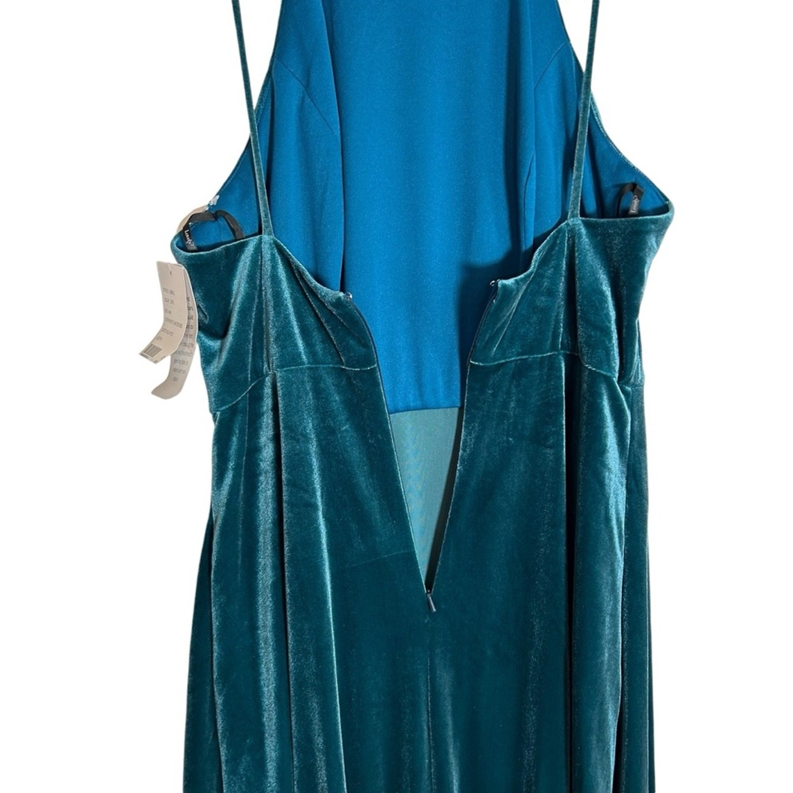 LOVELY Velvet Halter Maxi Gown with Slit in Dutch Blue Size 8