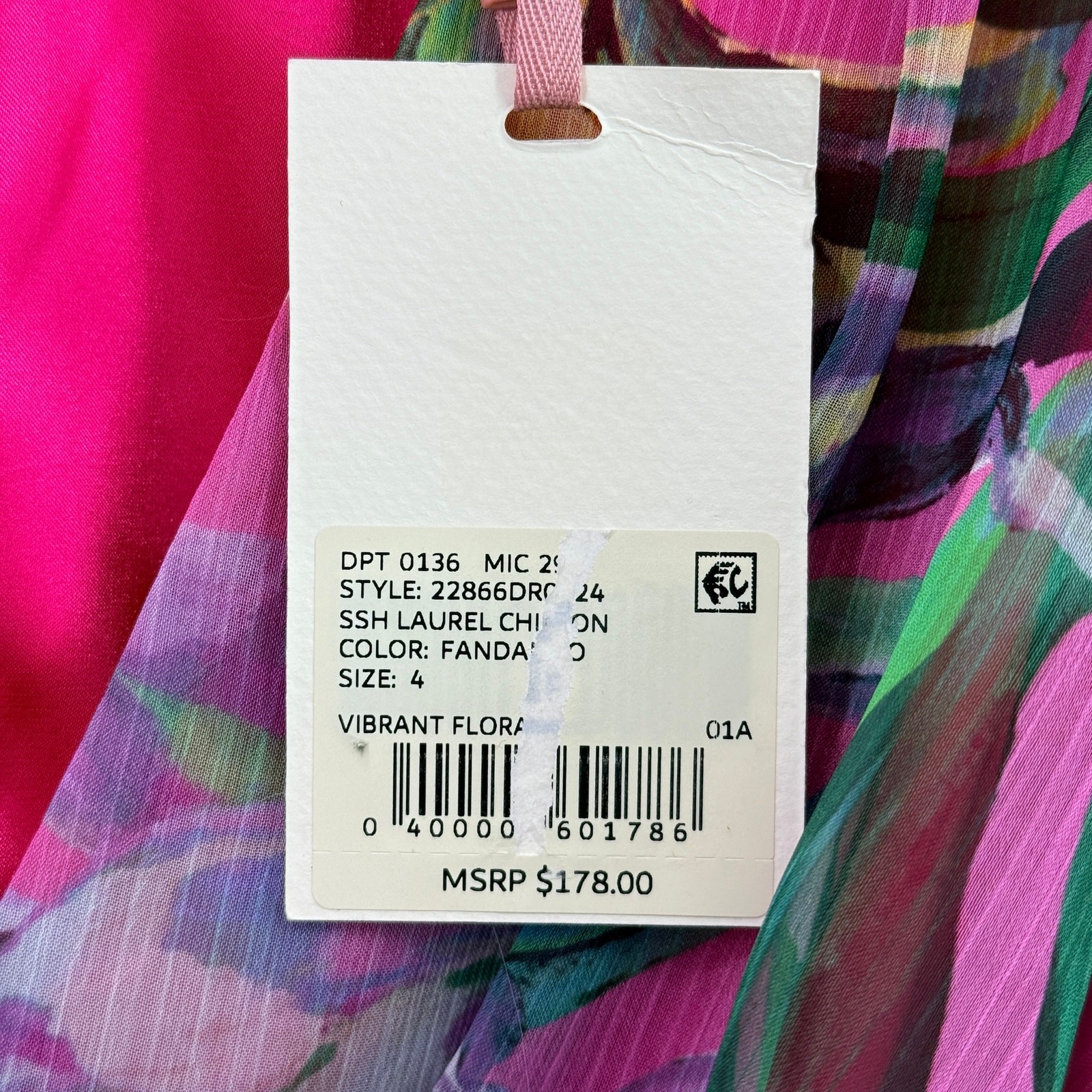 Alex Marie Laurel Chiffon Floral Wrap Dress Pink Fandango Womens Size 4 Belted