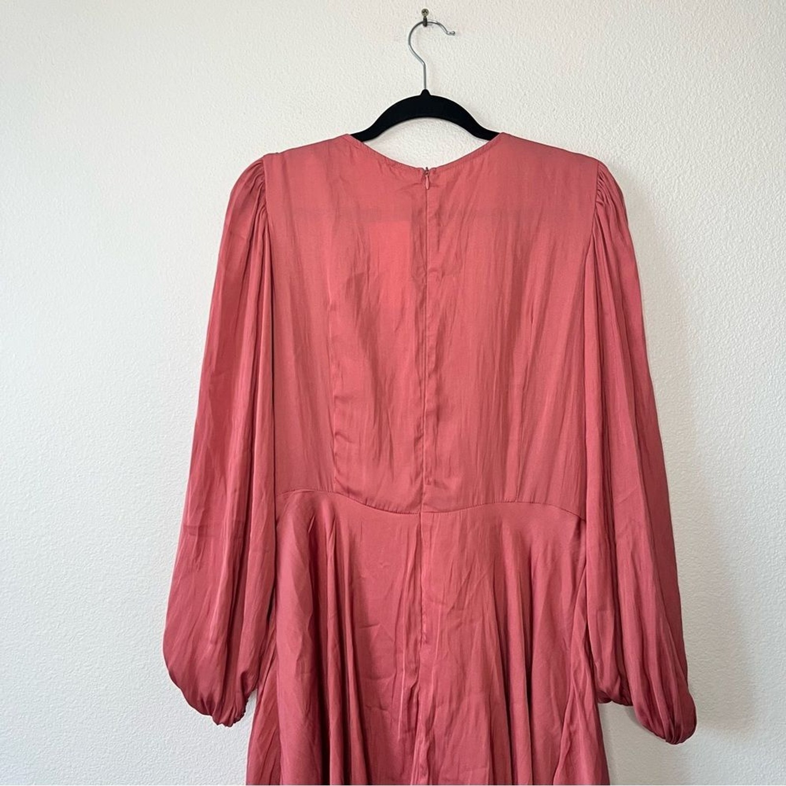 NWT Billy J Sola Satin A-line Mini Dress Long Sleeve in Baked Rose Size 16