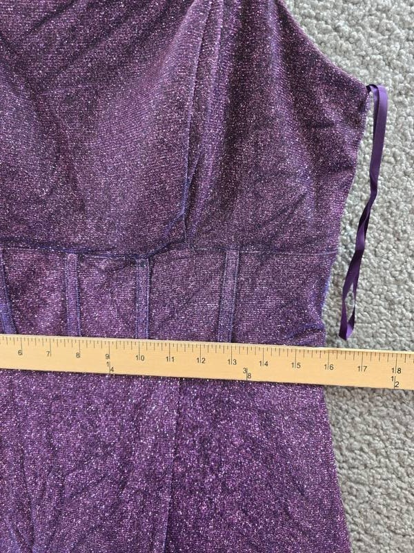 City Studios Square-Neck Sleeveless Glitter Formal Gown Junior’s 16W Grape