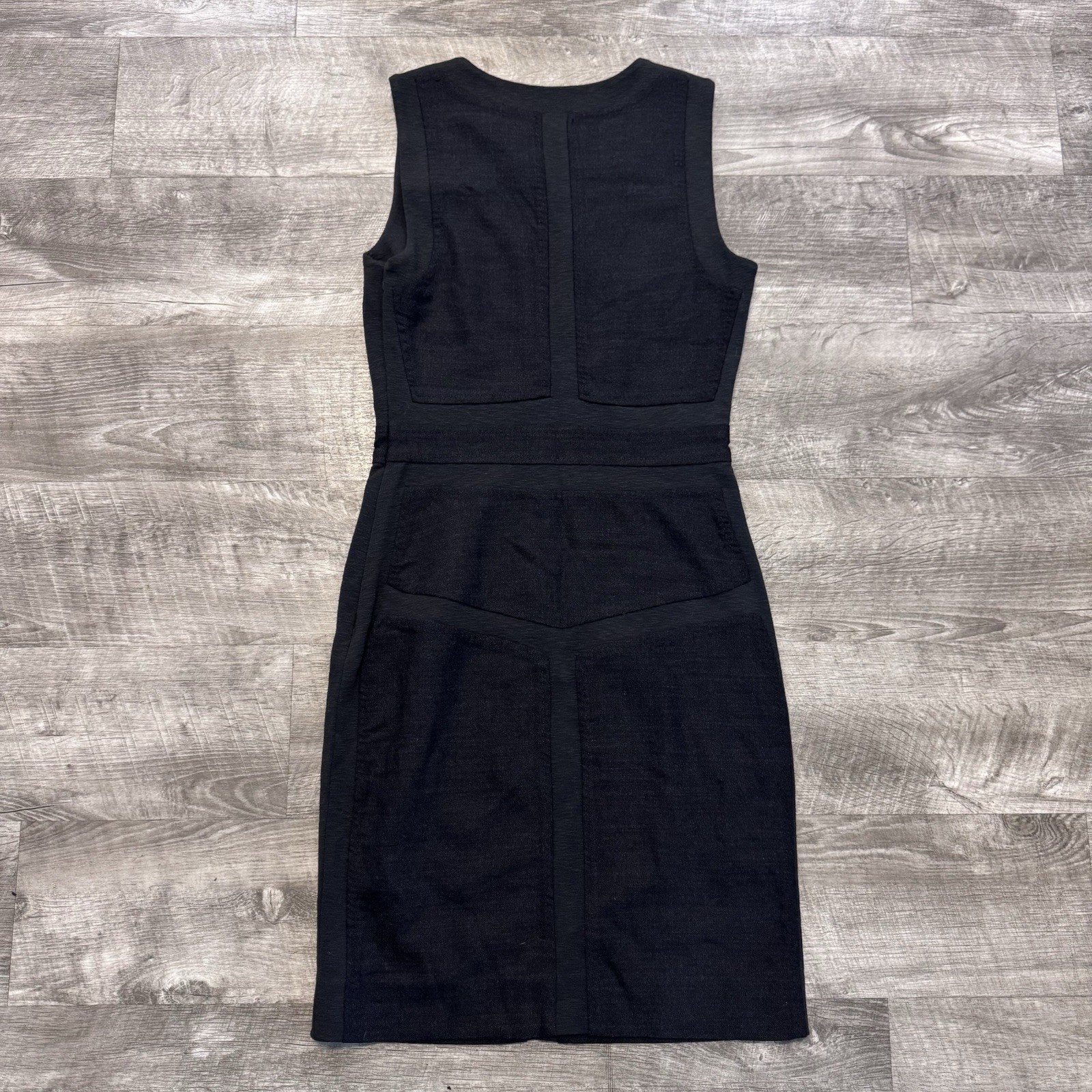 Diane Von Furstenberg Dark Gray Slub Knit Wool Blend Panel Sleeveless Dress Sz.2