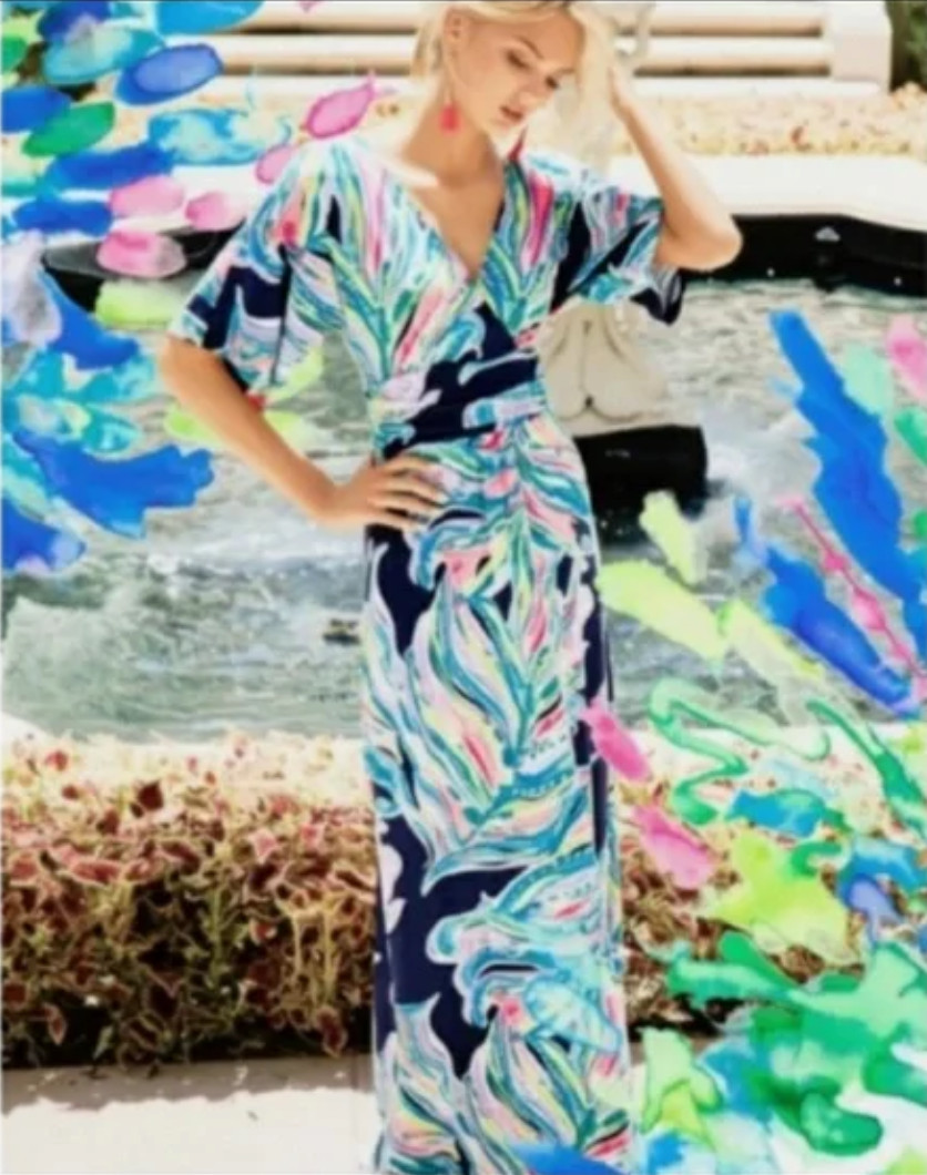 LILLY PULITZER SIZE X-SMALL PARIGI MAXI DRESS *DON’T LEAVE ME HANGING* RARE