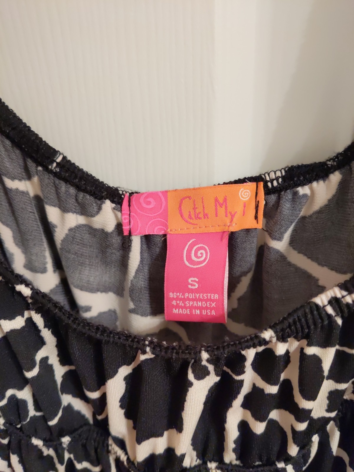 DRESS Black white short stretch, Catch My I brand, Animal Print, Size Small