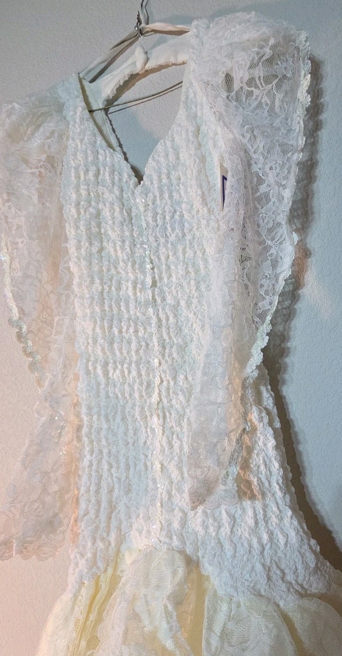 Vtg NOS ONON 80s Lace Sequins 100% Acetate Dress Formal Small Sz 3 USA Made NWT