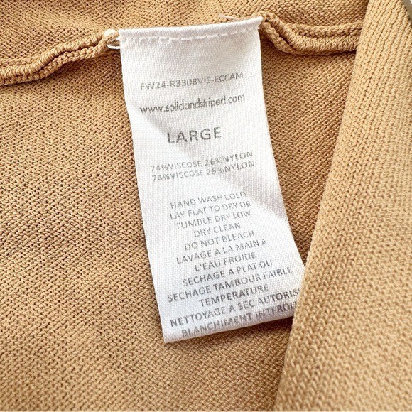 Solid and Striped Soglio Halter Ecru Camel Brown Maxi Dress Size L