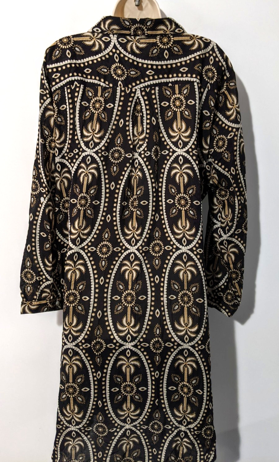Haute Hippie Womens Long Sleeve Button Front Shirt Dress Sz XL Cotton Semi Sheer