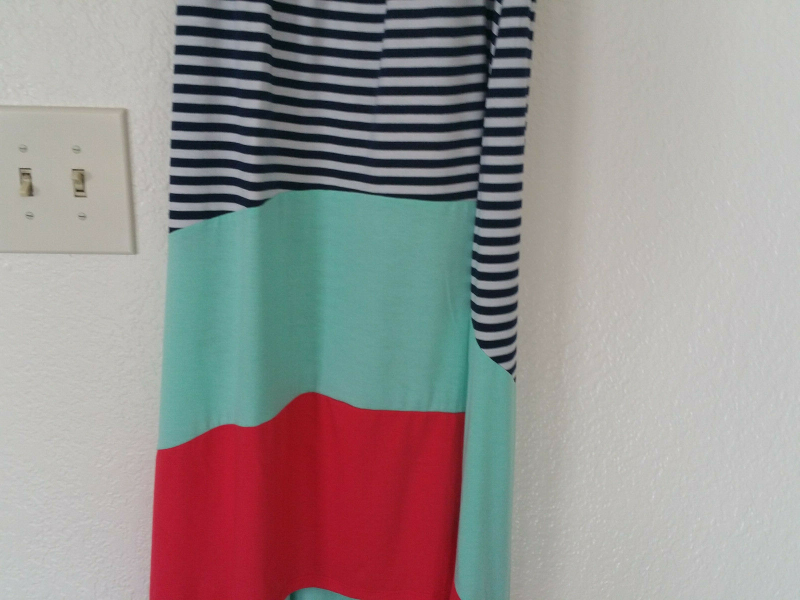 NEW Mossimo Sleeveless Maxi Dress Blazing Coral Striped Belted Hi Lo Small S
