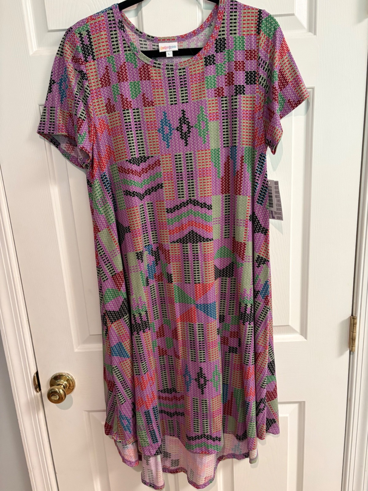 LuLaRoe NWT Carly dress Large (12-14); geometric, tribal-inspired; abstract