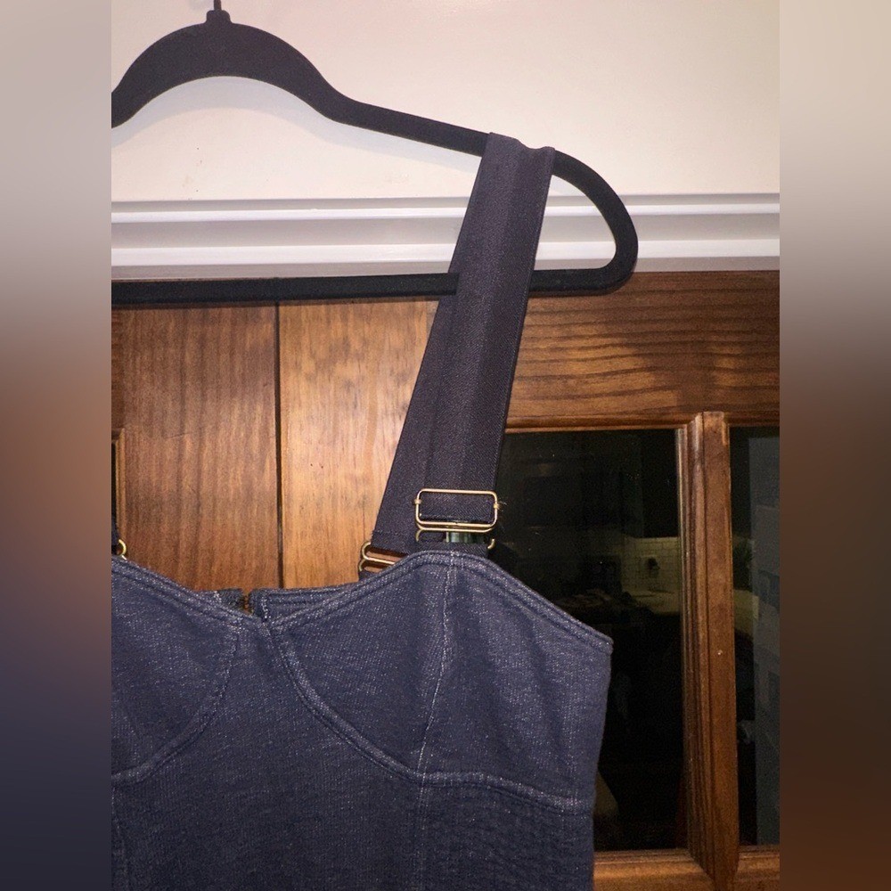EUC Juicy Couture Size Medium Dark Blue Denim Overall Dress
