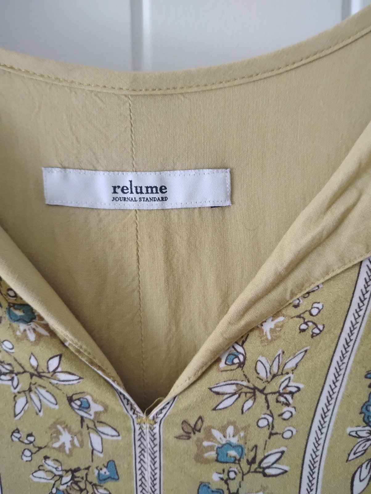 Japan womens cotton blend floral panel print dress yellow Journal Standard