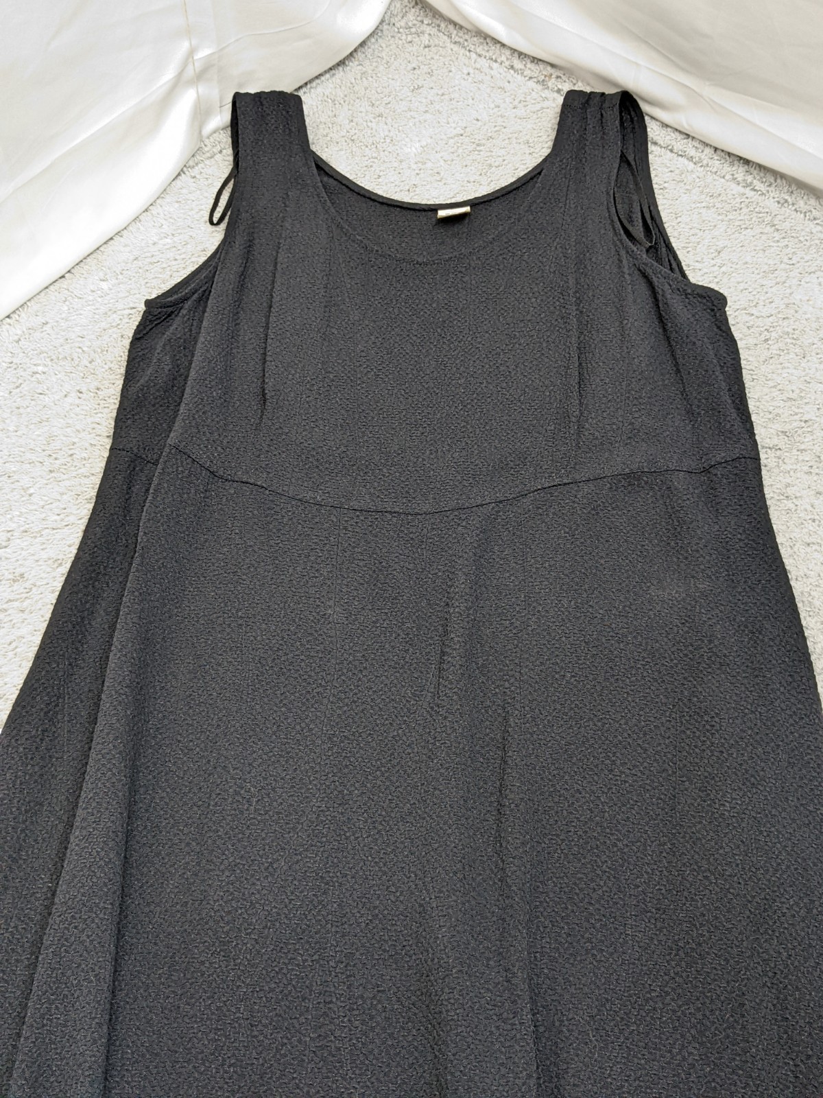 Vtg 90s Oversized Black Rayon Dress Size 16 Lagenlook Sleeveless Minimalist USA