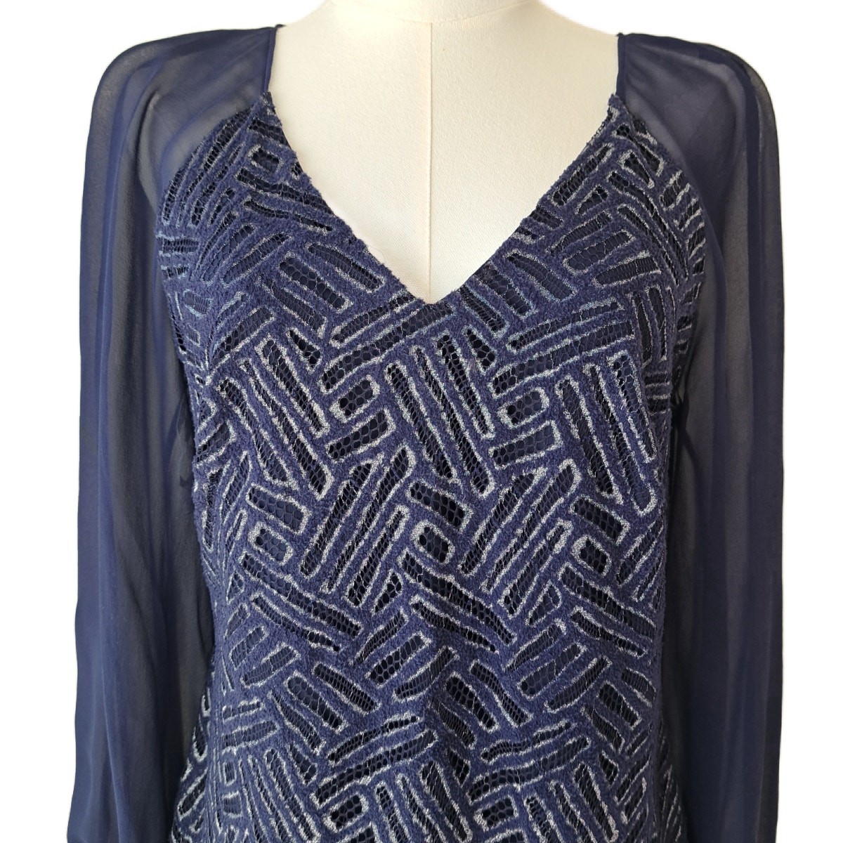 LILLY PULITZER Carleigh Tunic Mini Party Dress Bamboo Lace Navy Silver SZ 4